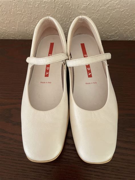 prada mary janes white|Prada mary jane flats.